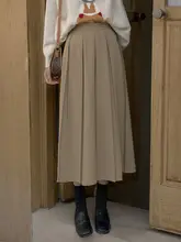 高腰Aラインプリーツロングスカート【秋用・気質アップ・体型カバー】