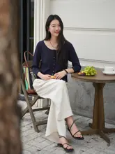 優雅なレトロデザインの花柄切り替えストレートパンツ