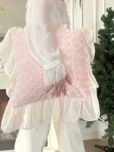 ピンクのフェイクファー抱き枕【ソファ用・かわいい雰囲気・薄型デザイン】