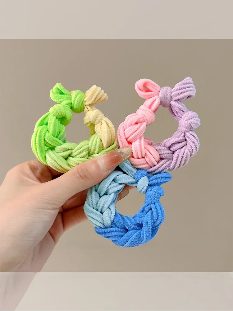 ポニーテール 巻く ためのカラフルヘアゴム【手編み・耐久性デザイン】