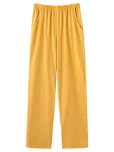 全棉製 レディース夏用ルーズフィットパンツ【薄手・直筒・カジュアル・運動向け】