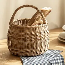 柳編の収納バスケット【手提げ・花柄・ナチュラル・買い物用】
