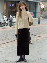 高リブニットハイネックトップス【ソフトな手触り・スリムフィット・秋冬用・レディース】
