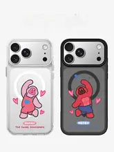 スマホケース おもしろ オリジナル ハートポーズ ゴリラ カップル マグネット対応 クリア ブラック iPhone Xiaomi 対応