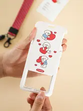可愛いカートンスライド式IDカードケース【学生証・職場用・ネックストラップ付き】