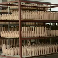 景徳鎮製 陶器製 花瓶【ドライフラワー用・インテリア装飾・シンプルデザイン】