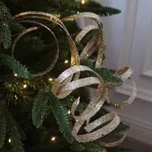 新作 螺旋形リボンのカラフルなシャンパンカラーのクリスマスツリー装飾用スパークリングファイアワーク