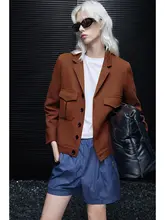 シンプルなリボン襟の女性用ジャケット【クラシックスタイル・秋冬用】