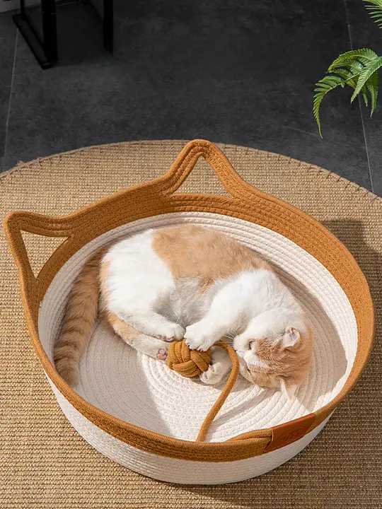 ハチョンロ粗麻編みの猫ベッド【夏用・通年使用可・ペット用マット】