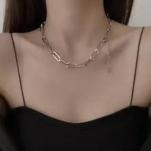 シルバーの太チェーンチタン鋼装飾ネックレス【ユニセックス・ヒップホップスタイル・色落ちしない】