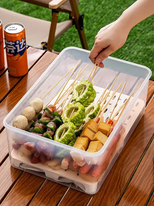 キャンプ用 密閉容器【食品グレード・持ち運び簡単・バーベキュー食材保存用】