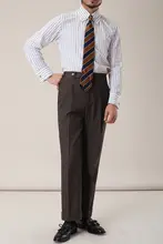 裾にタックのある紳士向けレトロスタイル高腰カジュアルパンツ【ビジネスシーン・ノーアイロン・ストレートシルエット】