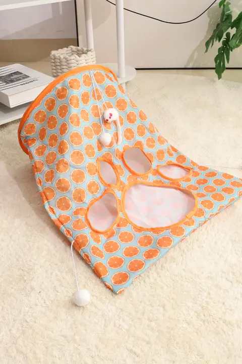 猫のおもちゃ【トンネル型・ボール付き・耐噛性・ペット用】