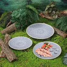 円形エビ滑り皿・黒トリュフボール皿・三種の唐辛子ビーフプレート【食器・メラミン製】