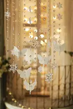 氷雪天使風のパールカーテン【間仕切り用・穴あけ不要・北欧スタイル】