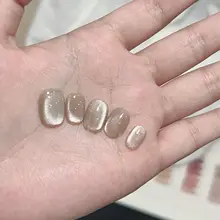 ネイルチップ 付け爪 ハンドメイド キャットアイ ガラスビーズ ティーベージュ