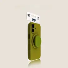 シンプルなマグネットスタンド【スマートフォン用・豆蔻グリーン・液体シリコン・衝撃吸収】