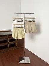 シンプルで着回し力抜群！A字デザインのハイウエストワイドショートパンツ【カジュアル・巻き縁・レディース】（セットアップ対応）