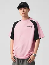 半袖Tシャツ メンズ ロゴプリント バイカラー 白黒 オーバーサイズ ストリート 夏 「WASSUP HEODS」