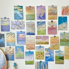 ポストカード 30枚セット 油絵風 おしゃれ インスタ映え 手帳 グリーティングカード 卓上フォト 壁飾り インテリア