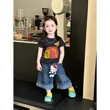 女の子用カートゥーン短袖Tシャツ【夏用・韓国風・プリントデザイン】
