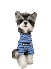 小型犬用 秋冬用タートルネックストライプ服【シュナウザー・テディ・ビション・ポメラニアン向け】