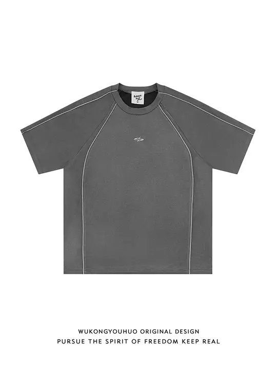 Tシャツ メンズ 五分袖 スエード調 リフレクター デコンストラクション アメリカンスタイル ストリート ルーズ