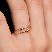 純銀製極細宝石リング【オリジナルデザイン・スタイリッシュな重ね付けに最適】