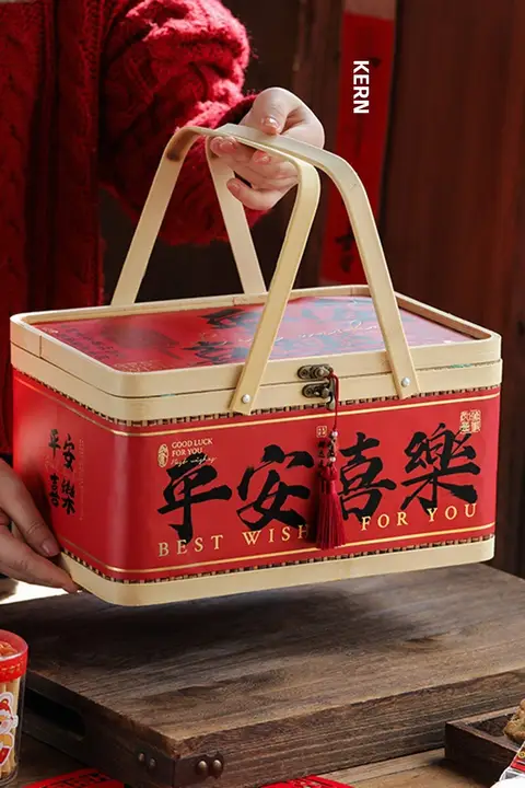中国風ギフトボックス【手提げ竹バスケット・空箱】