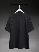 半袖Tシャツ メンズ 厚手 ヴィンテージ加工 パッチワーク デコンストラクション オーバーサイズ ストリート ダーク系