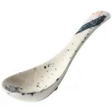 桔梗家 陶器製 白色スープスプーン【安全な釉下彩・日本風食器】