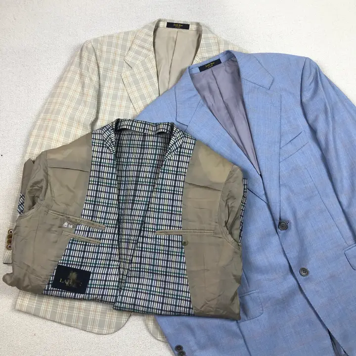 ヴィンテージスタイルの軽やかなビジネスカジュアル男性用ジャケット【春夏用・シンプルデザイン】