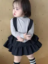 サスペンダーロンパース キッズ ガールズ 長袖 トップス インナー おしゃれ お出かけ 秋 2点セット