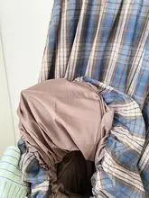 レトロデザインのチェック柄ロングスカート【コットン風・ウエストゴム・立体感あり】（セットアップ対応）