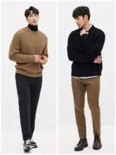JSSD HOMME メンズ 春用 コットンニットセーター【ラウンドネック・長袖・ソリッドカラー】
