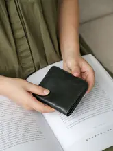 本革薄型レディーススモールウォレットトップレイヤー植物タンニンなめし牛革