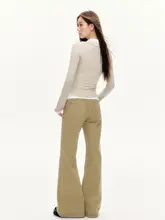 カキ色のフレアデニムパンツ【レディース・アメリカンレトロ・ローライズ・スリムフィット・カジュアル】