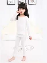 子供用コットン製ラウンドネックインナー【白・秋冬用・黒のレギンス付き】（セットアップ対応）