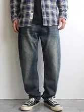 深色デニムパンツ【ストレート・ビンテージ仕上げ・フィット・秋冬用】
