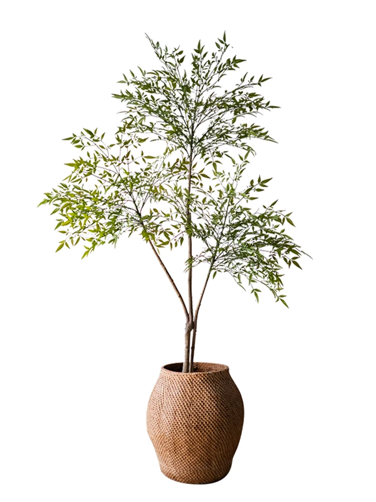 大型フェイクグリーン ナンテンの植物 リビング装飾で空間を豊かに