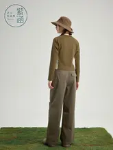 カラーブロックプリントのラウンドネック長袖Tシャツ【アウトドア・レトロスタイル・シルエットを強調】