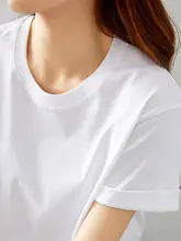 極上の柔らかさ コットン製 半袖Tシャツ【ホワイト・ルーズフィット・レディース】