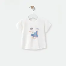 夏用 竹節綿製 ベビーTシャツ【半袖・純綿・お出かけに最適】