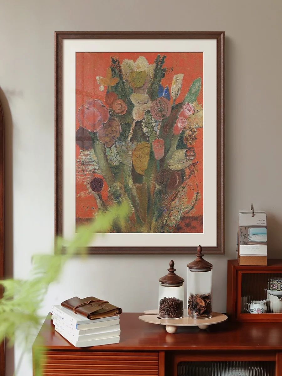 フランス風ヴィンテージアート 壁掛け花卉装飾画：法式レトロデザインで空間を彩る