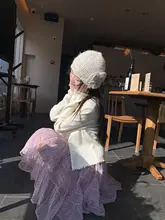 甘茶ピンクドットメッシュAラインスカート【フランス風・レイヤードデザイン】
