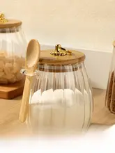 高級感あるガラス製砂糖保存容器【密閉式・家庭用・紅糖・氷糖用】