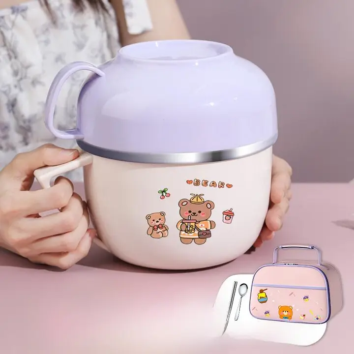 学生用ステンレス製保温飯碗【おしゃれなデザイン・食堂用・丼型】