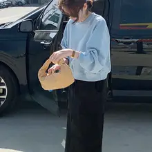 秋冬用 薄手長袖カジュアルプルオーバー【ラウンドネック・ゆったりシルエット・女性用】