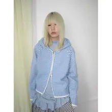 ストライプ柄の配色ニットカーディガン【カジュアル・フィット・秋用】（セットアップ対応）