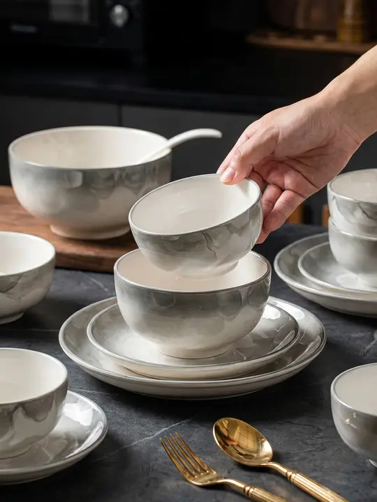 高級感のある釉下彩陶器の深皿【家庭用・おしゃれなデザイン】